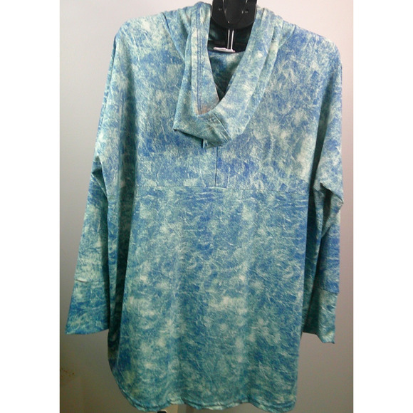 LulaRoe Amber Long Sleeve Women's Hoodie 3XL - Blue, Light Yellow Wash - Picture 3 of 7